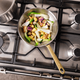 Batterie de cuisine en inox avec manches dorés, 12 pièces