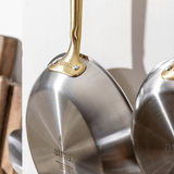 La bonne poêle en inox, manche doré - 32 cm