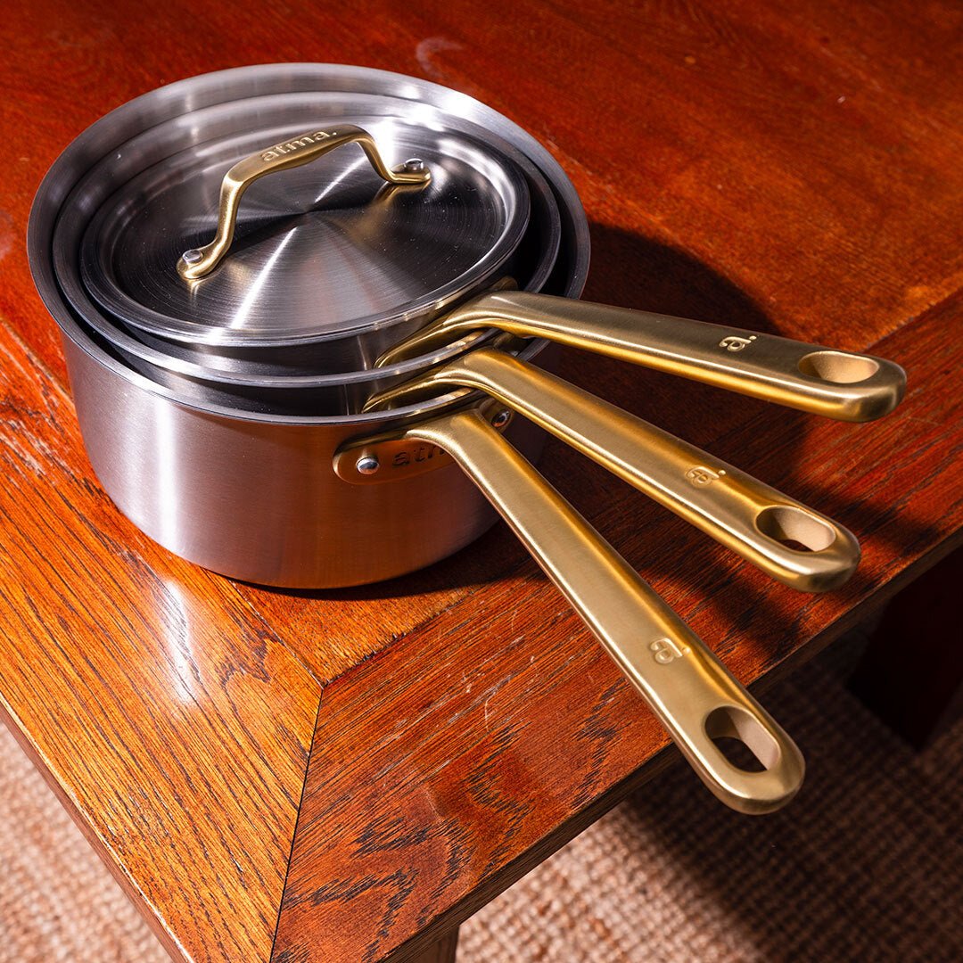 La casserole parfaite en inox, manche doré - 20 cm