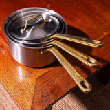 La casserole parfaite en inox, manche doré - 20 cm