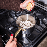 Batterie de cuisine en inox avec manches dorés, 12 pièces