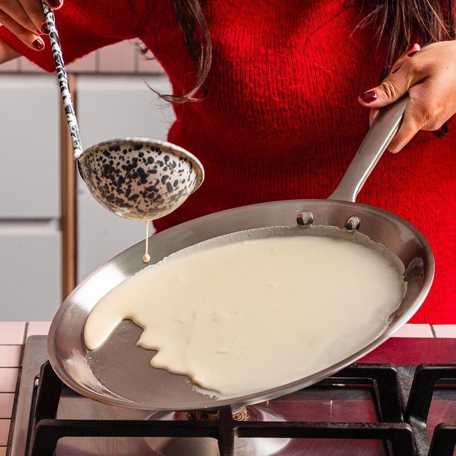 Le duo bonne poêle de 26cm et crêpière, inox 3-plis