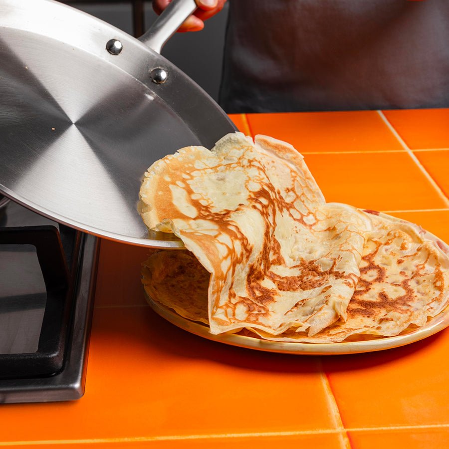 Le duo bonne poêle de 26cm et crêpière, inox 3-plis