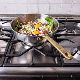 The Wok en inox, manche doré - 24 cm