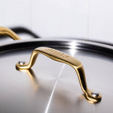 La sauteuse idéale en inox, manche doré - 24 cm